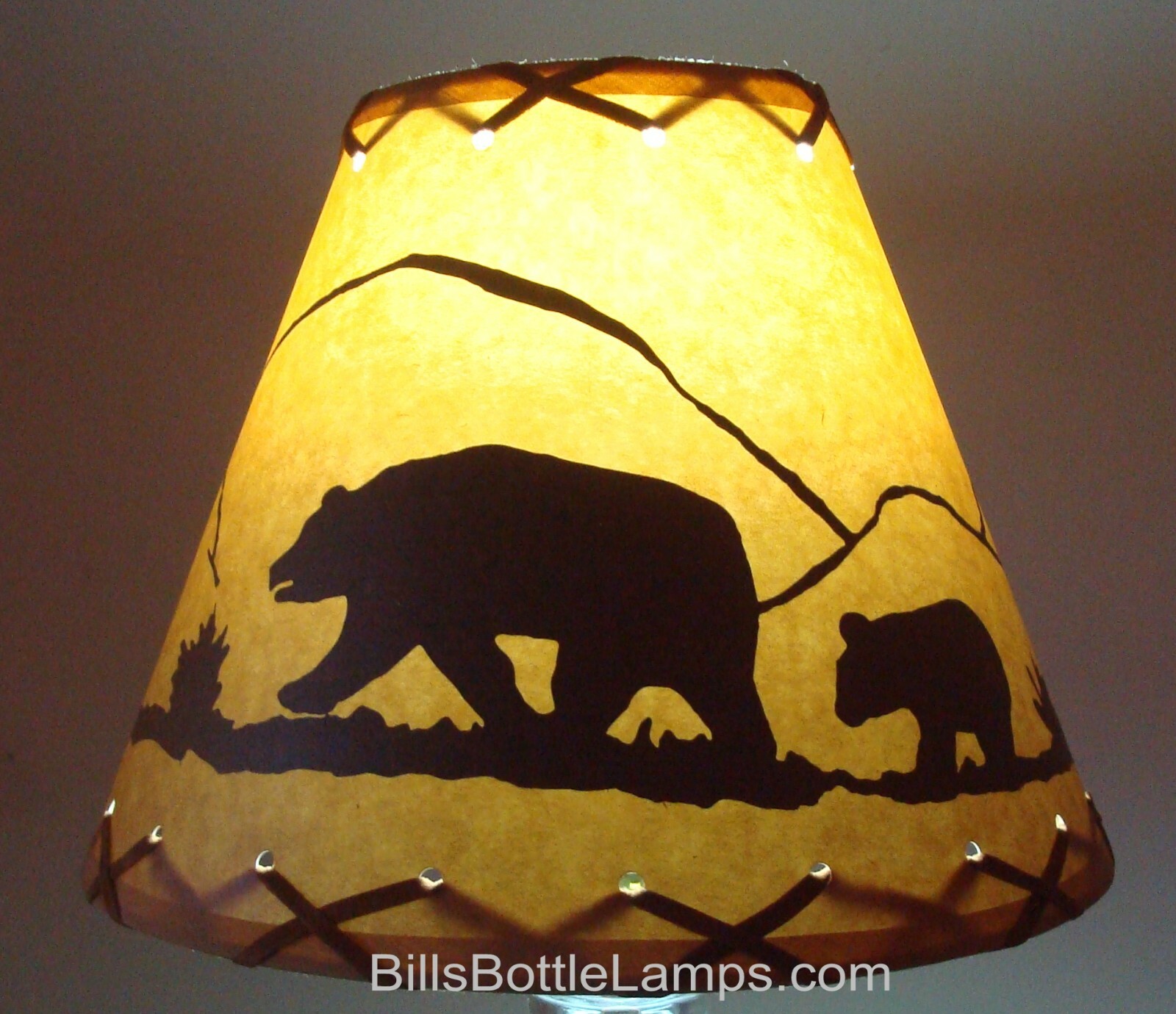 Rustic "Bulb Clip" BEAR Scene Table Desk Light LAMP SHADE Cottage Cabin Decor