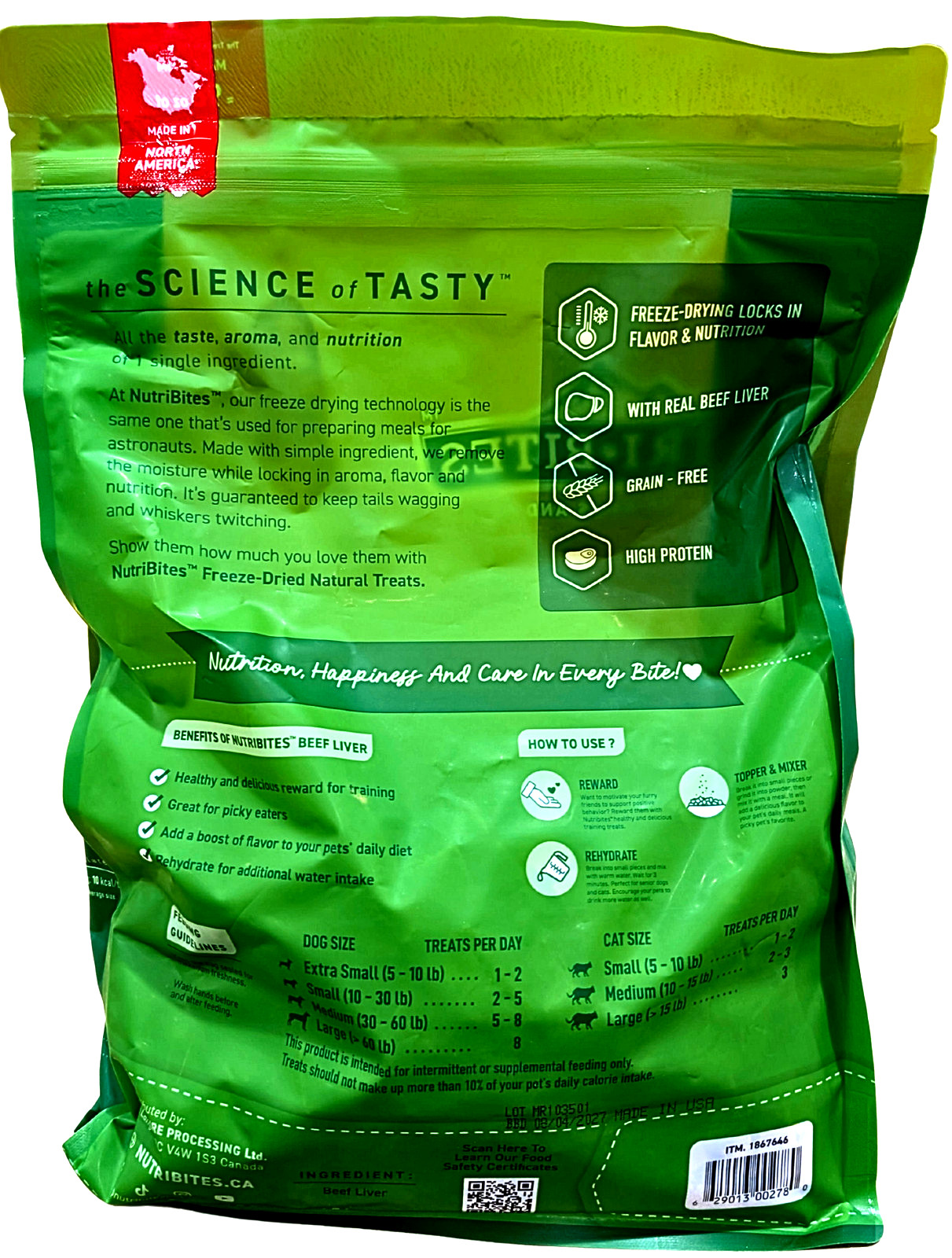 NutriBites Freeze Dried Beef Liver Dog and Cat Treat 27 Oz EXP 08/2027