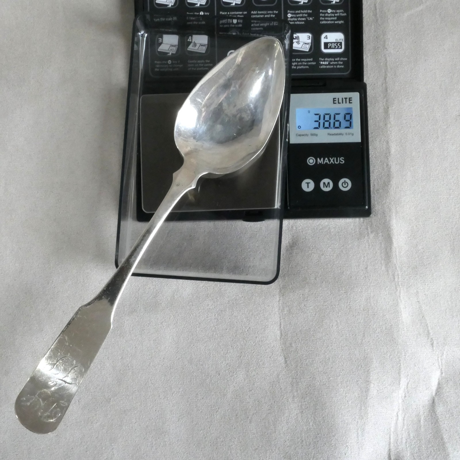 American Coin Silver Spoon JJ LOW & CO Boston MA 9.25” : 38.6g