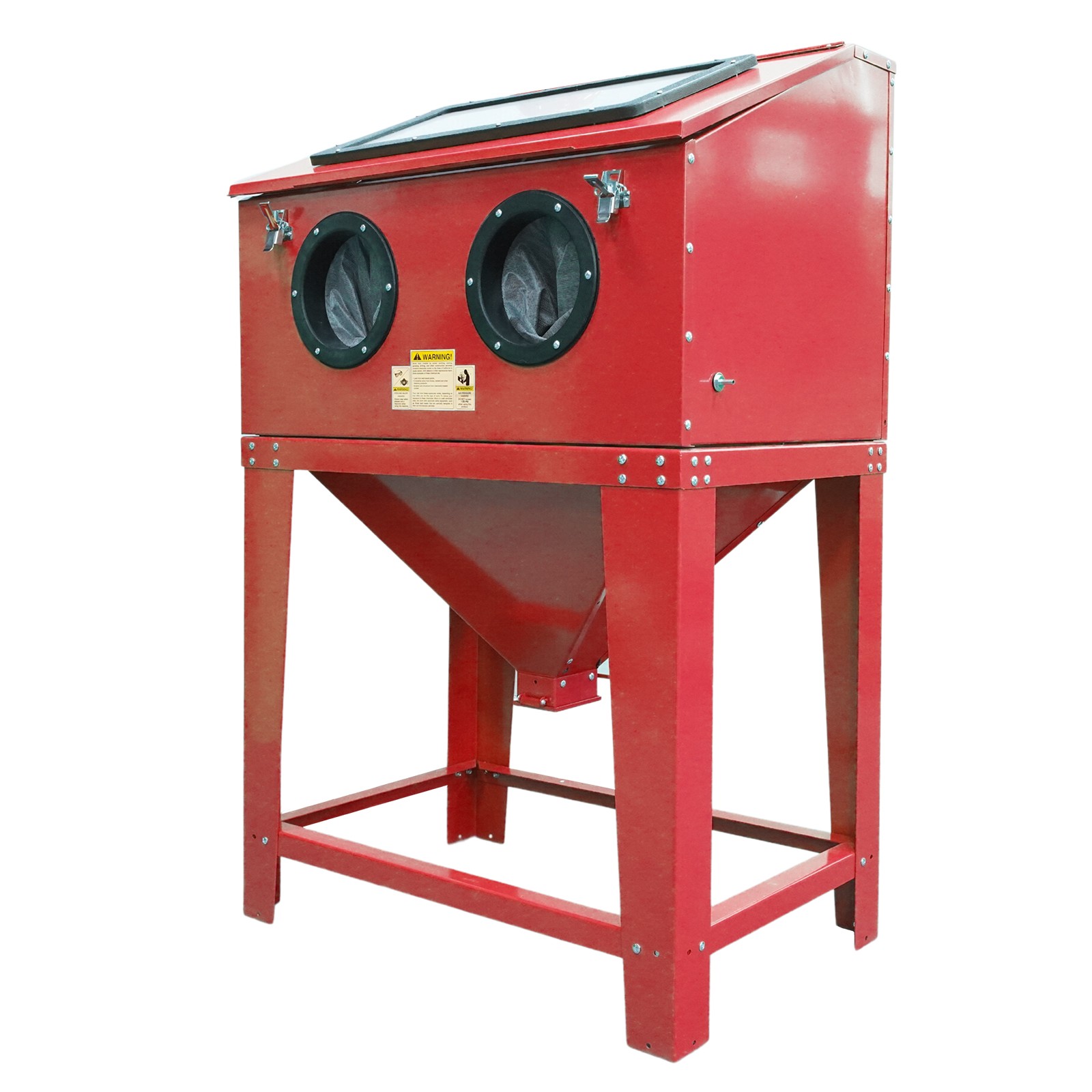 LEADZM 90 Gallon Sand Blasting Cabinet Stand Blasting Gun, Nozzles, Gloves RED