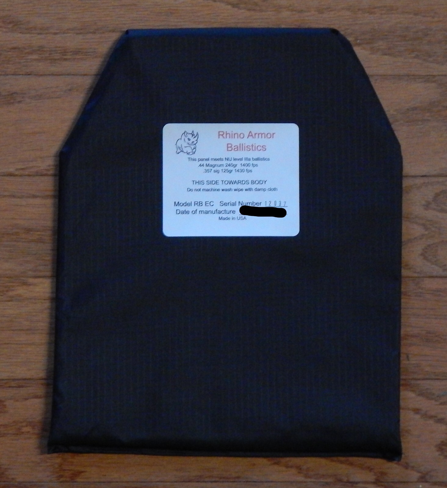 NEW BULLETPROOF INSERT 10"x12"  LEVEL IIIa OPERATOR CUT Standard design