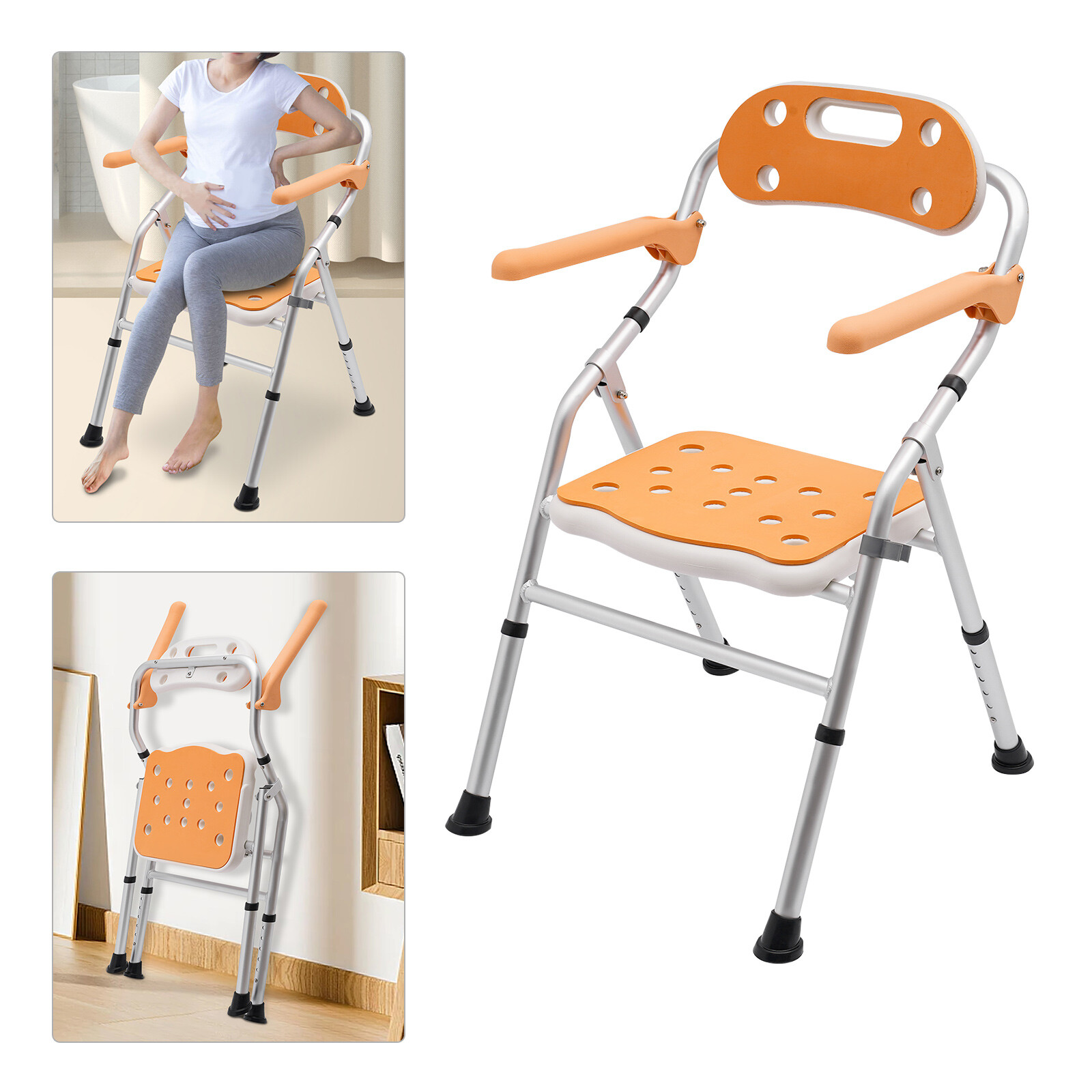 Foldable Shower Seat Folding Bath Chair Bathroom Shower Chair Height Adjustable