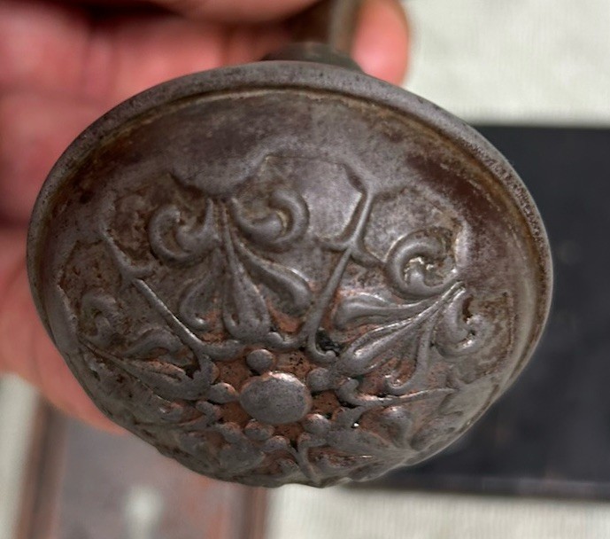 Antique Victorian Metal Door Knob Set With Mortise & Backplates