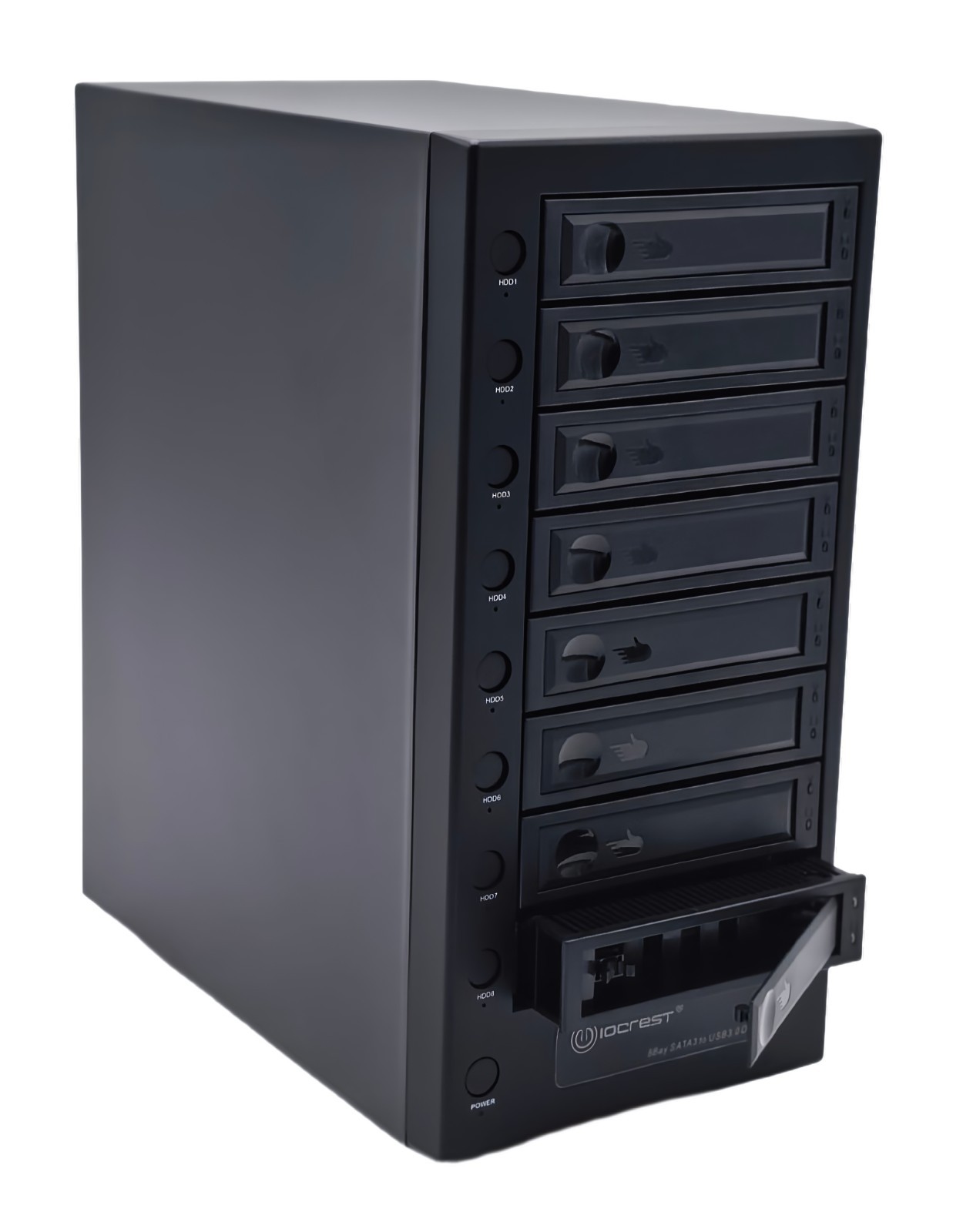 Open Box - USB 4.0 Type C 40Gbps 8 Bay Tool Less Tray SATA Hard Drive Enclosure