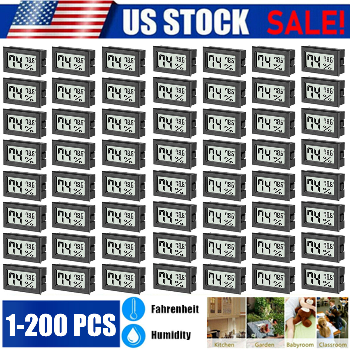 Digital LCD Indoor Outdoor Thermometer Hygrometer Temperature Humidity Meter Lot