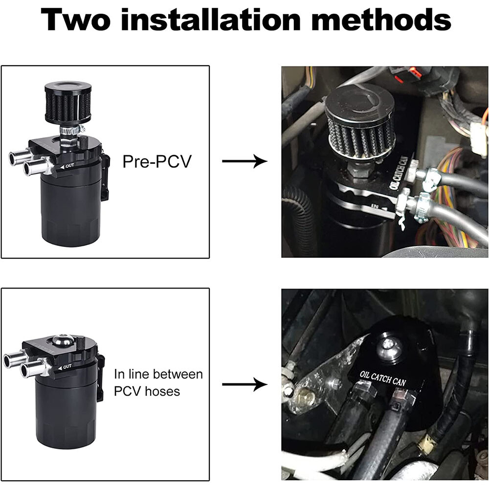 Universal Aluminum Oil Catch Can Kit Reservoir Baffled Tank with Breather Filter