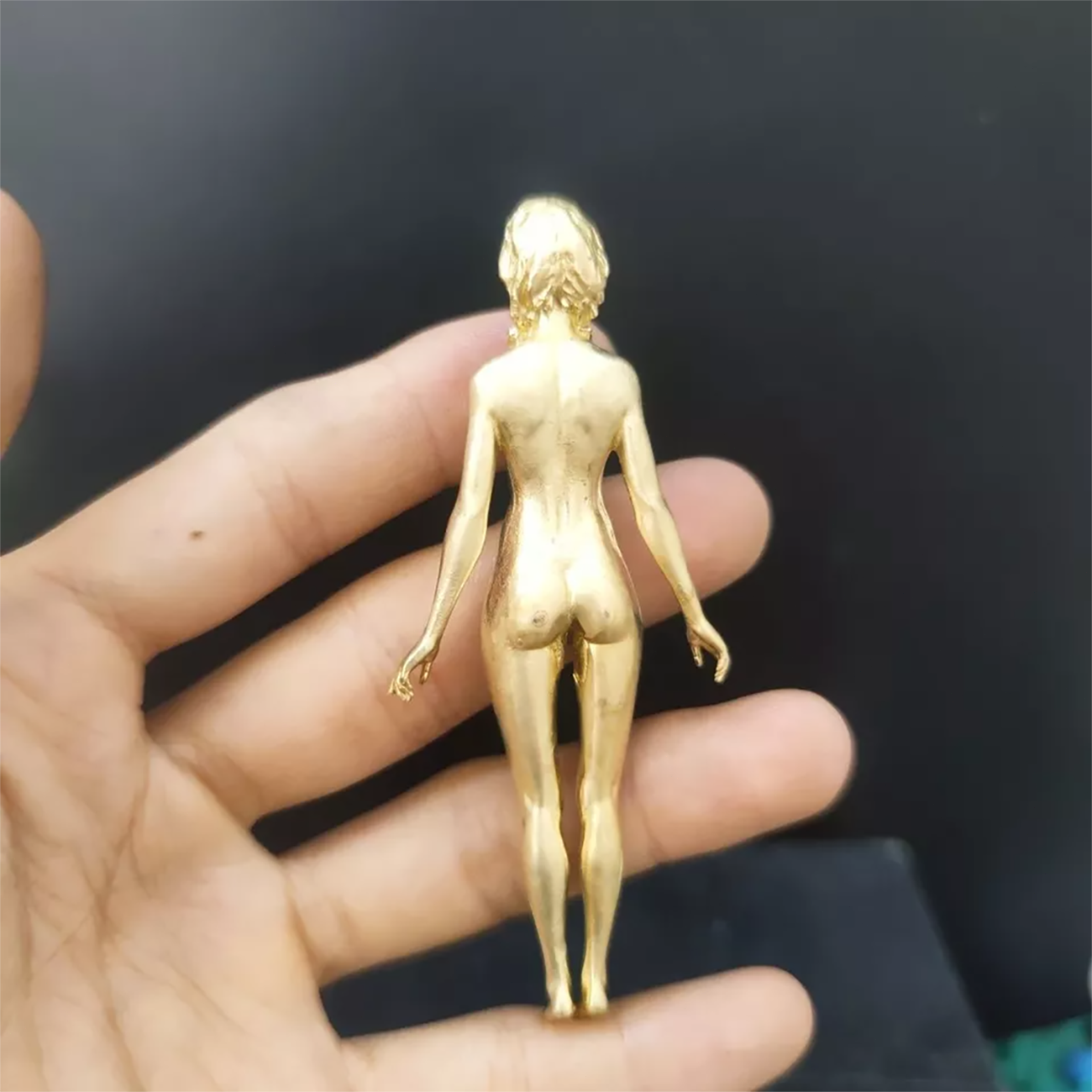 3.5" Solid Brass Girl Nude Female Body Beautiful Statue Body Art Hand Grip