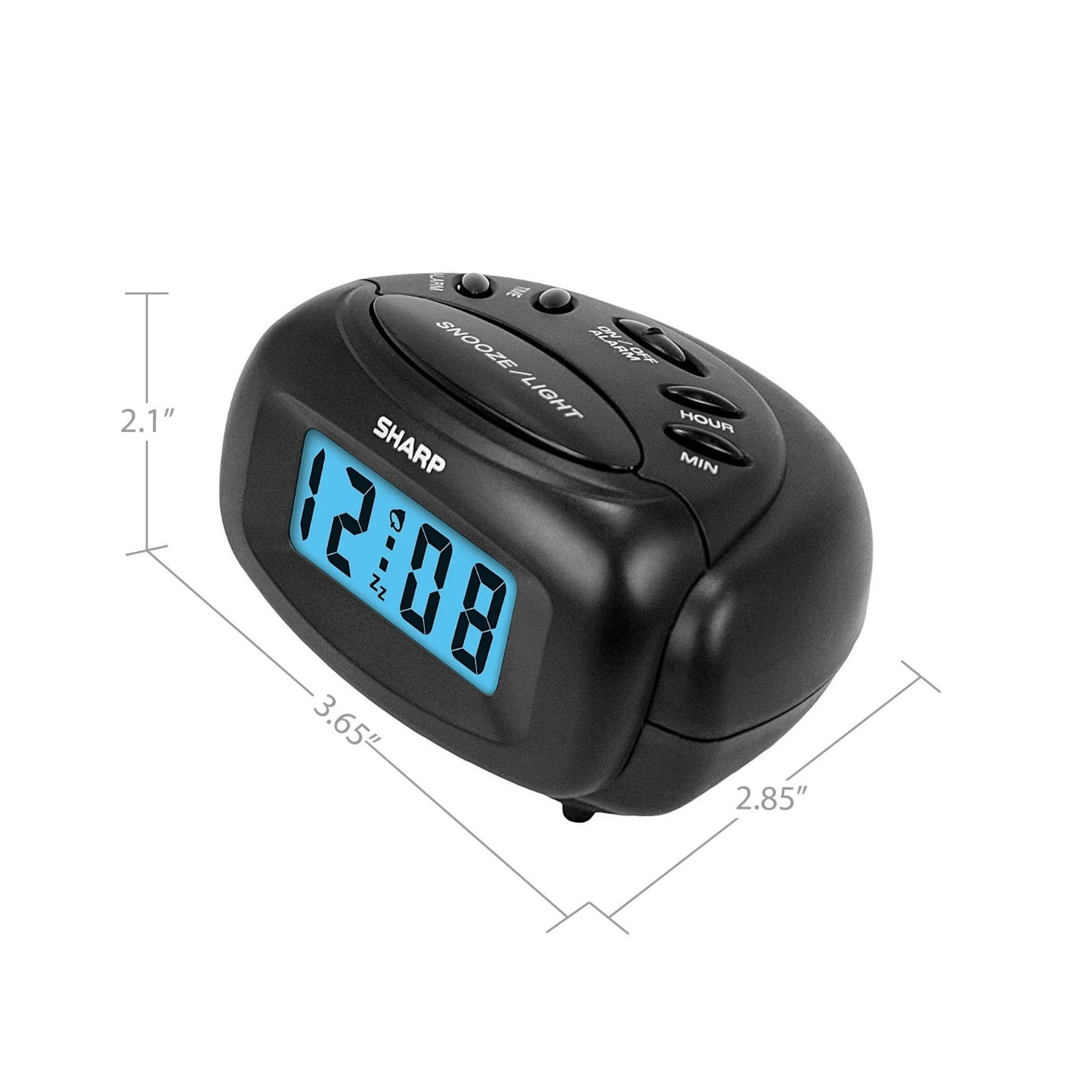 Digital Alarm Clock, Black, LCD Display, Battery Operated, Small, Travel Clock