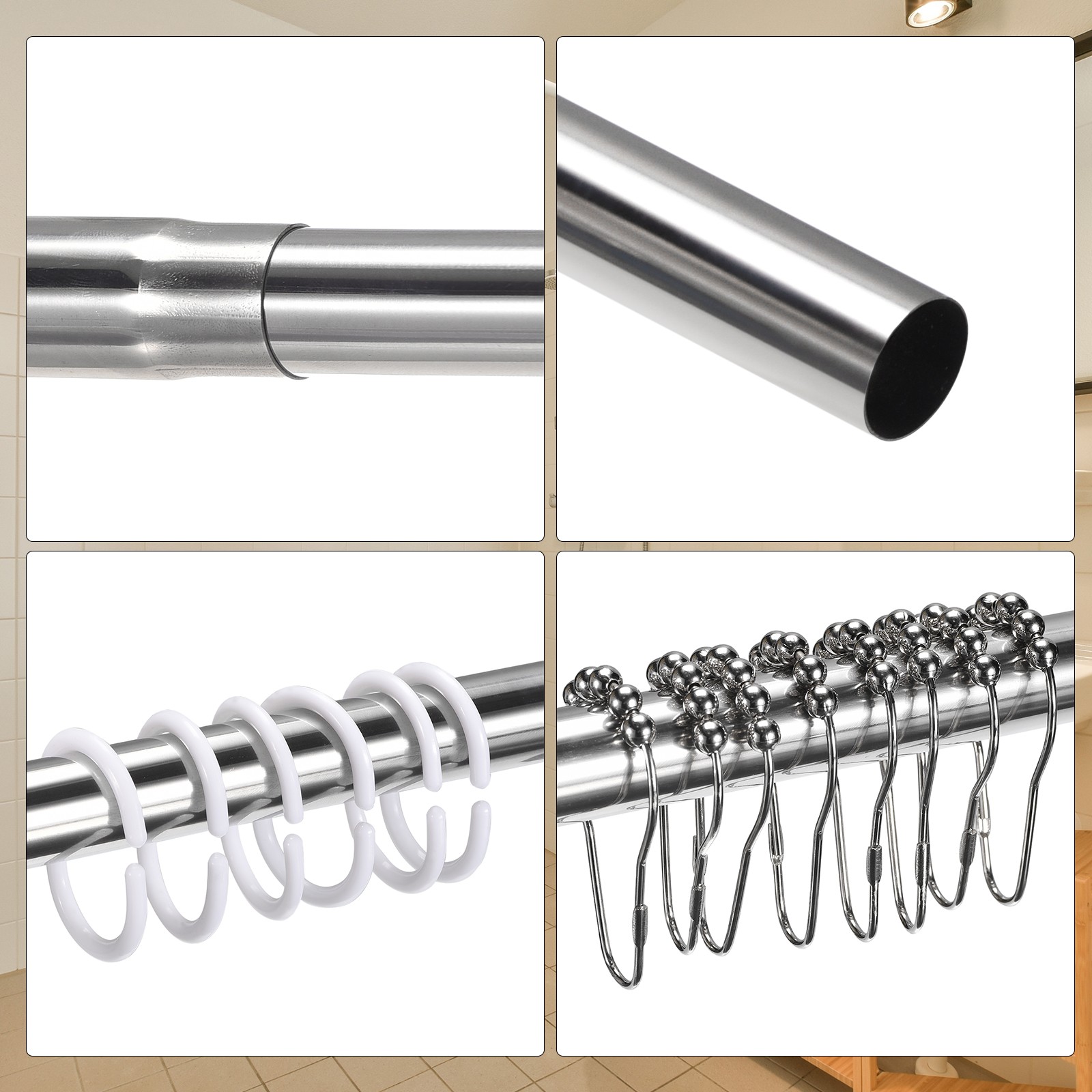 Stainless Steel L Shaped Corner Shower Curtain Rod 75-95cm/30"-37"