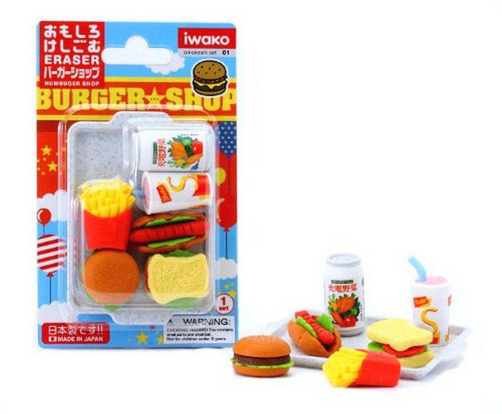 Japanese Iwako Fast Food Eraser Set Made in Japan S-1842