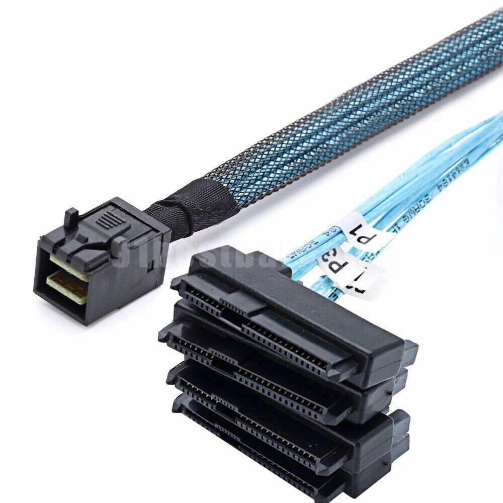 Mini-SAS HD SFF-8643 to 4 SAS SFF-8482 Hard Drive Forward Breakout Cable RAID 1M
