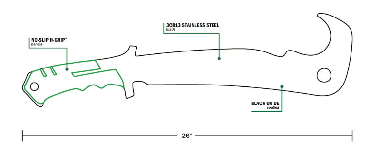 Hooyman 1112237 17.5" Hook Em' Machete