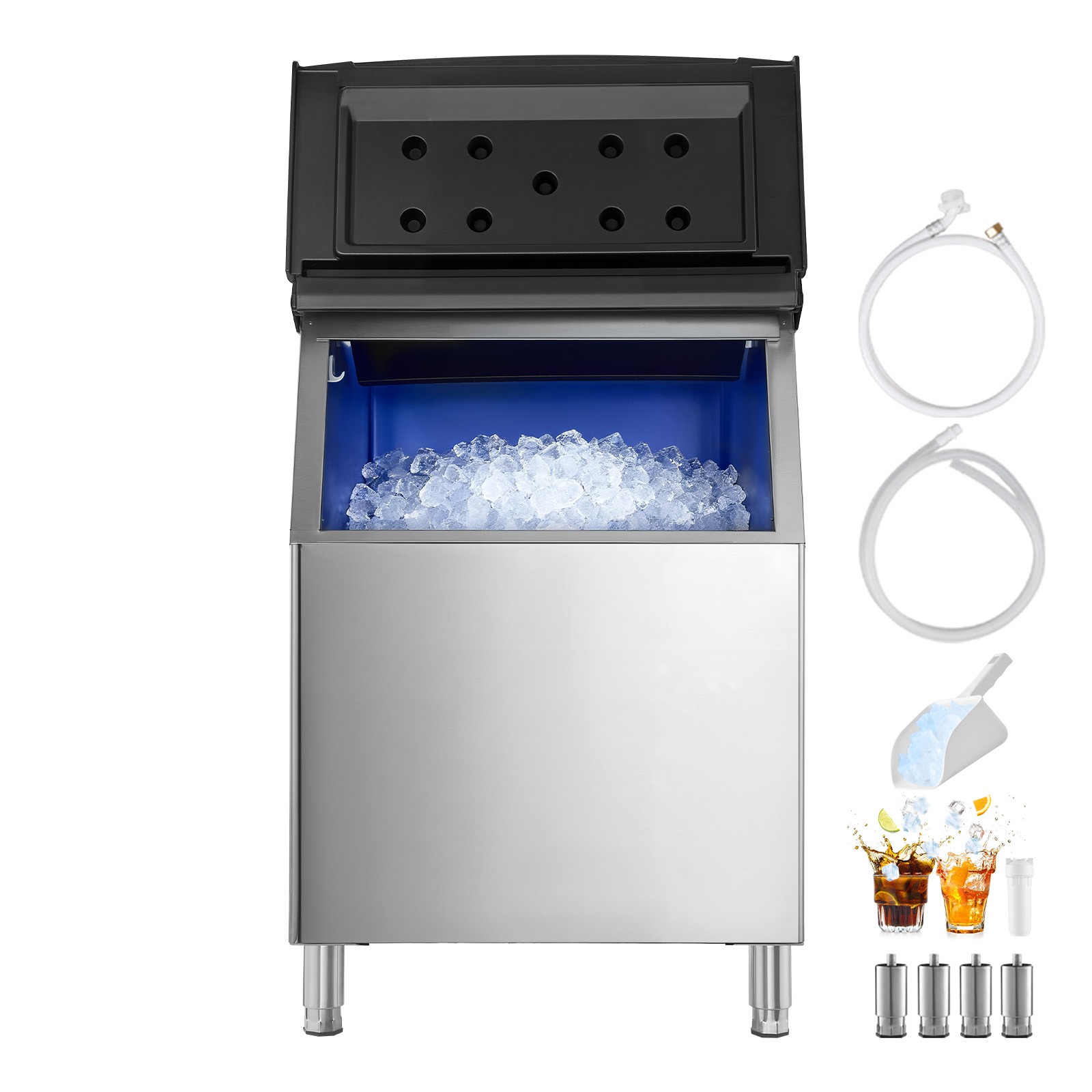 VEVOR Commercial Ice Maker Storage Bin 500lbs Capacity Stainless Steel Ice Bin