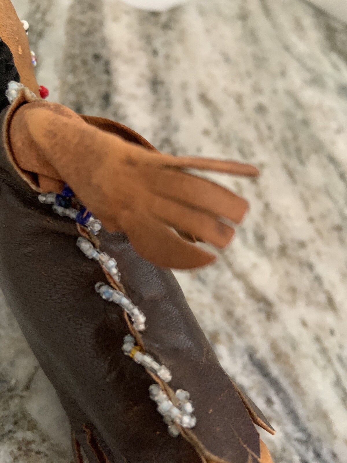 1900-1920 AMERICAN NAVAJO INDIAN HANDMADE 7-1/2” RAG DOLL DEERSKIN + BEADWORK