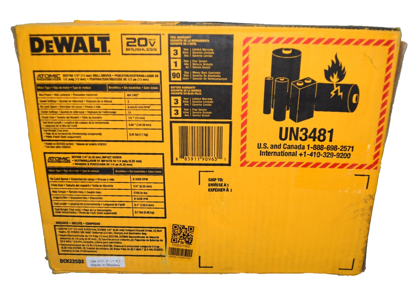 DeWalt DCK225D2 ATOMIC 20V MAX Brushless 2 Tool Combo Kit BRAND NEW