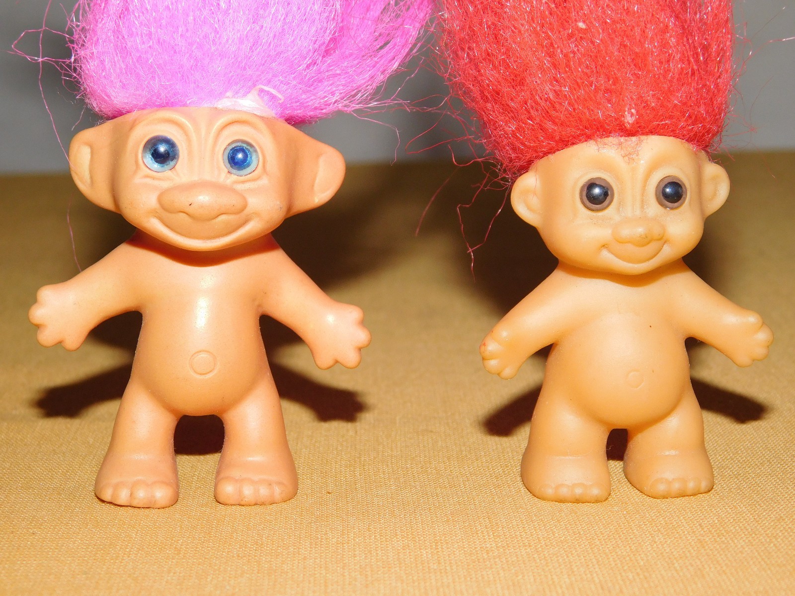 VINTAGE TOY 2 MADE IN KOREA TROLL DOLLS 2 1/4" HIGH