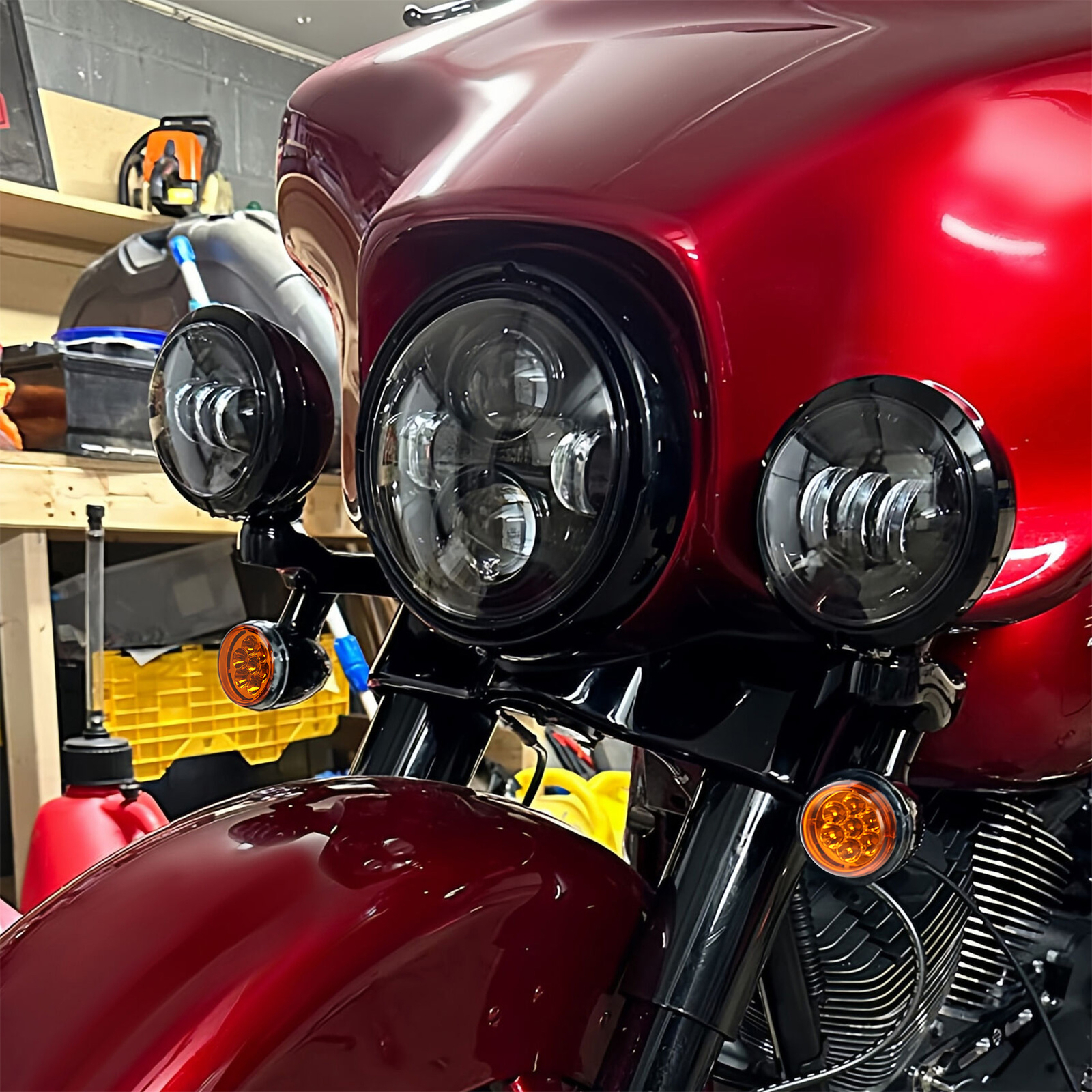 4.5"Auxiliary LED Spot Fog Light Turn Signal For Harley Electra Road Glide 94-24