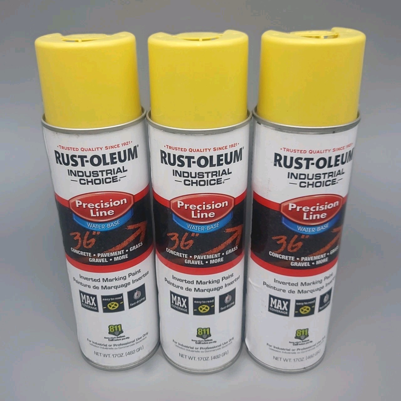3-Pack Rust-Oleum High Visibility Yellow Precision Line Marking Paint 17 oz