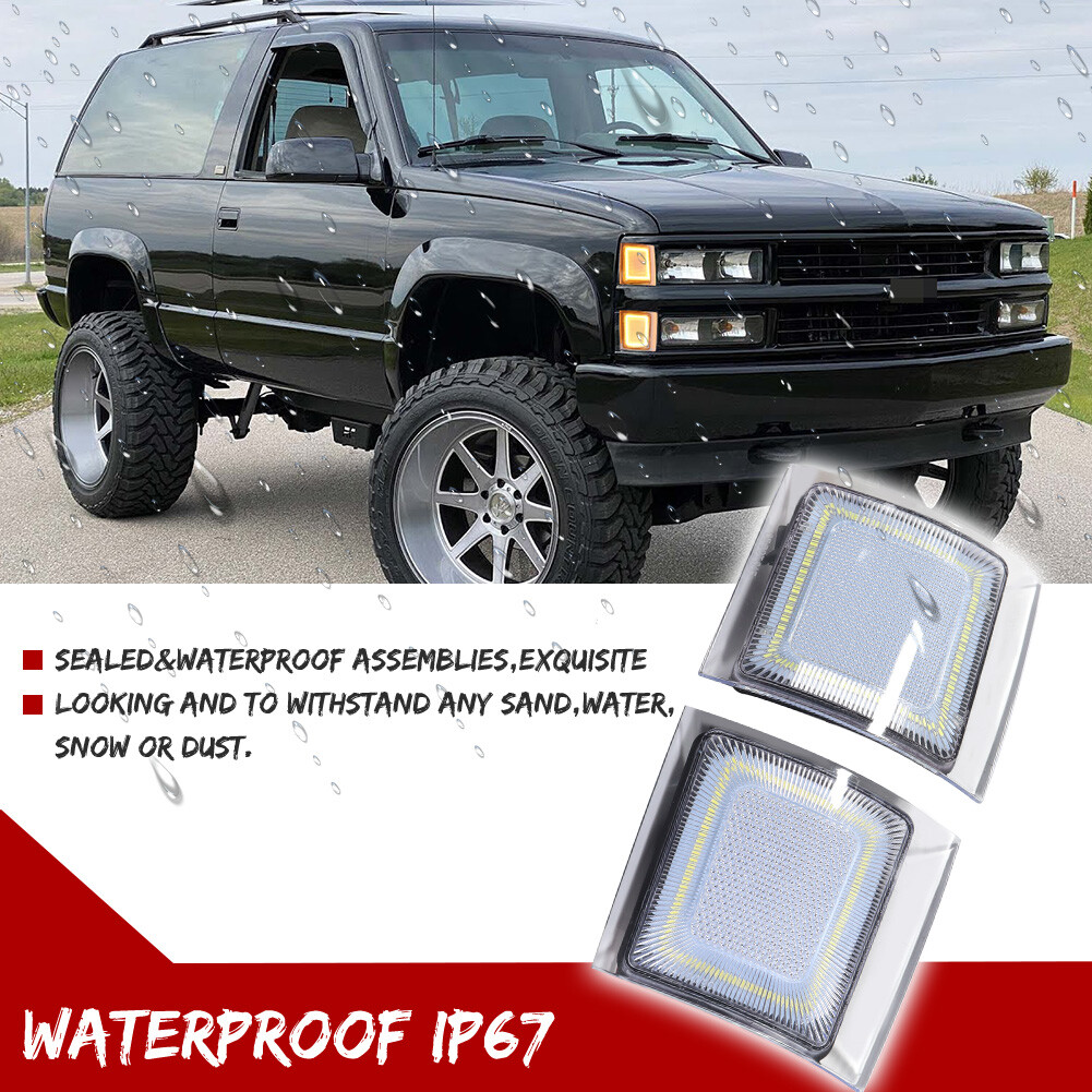 For 1994-1998 Chevy C/K 1500 2500 3500 Clear Amber LED Corner Side Marker Lights