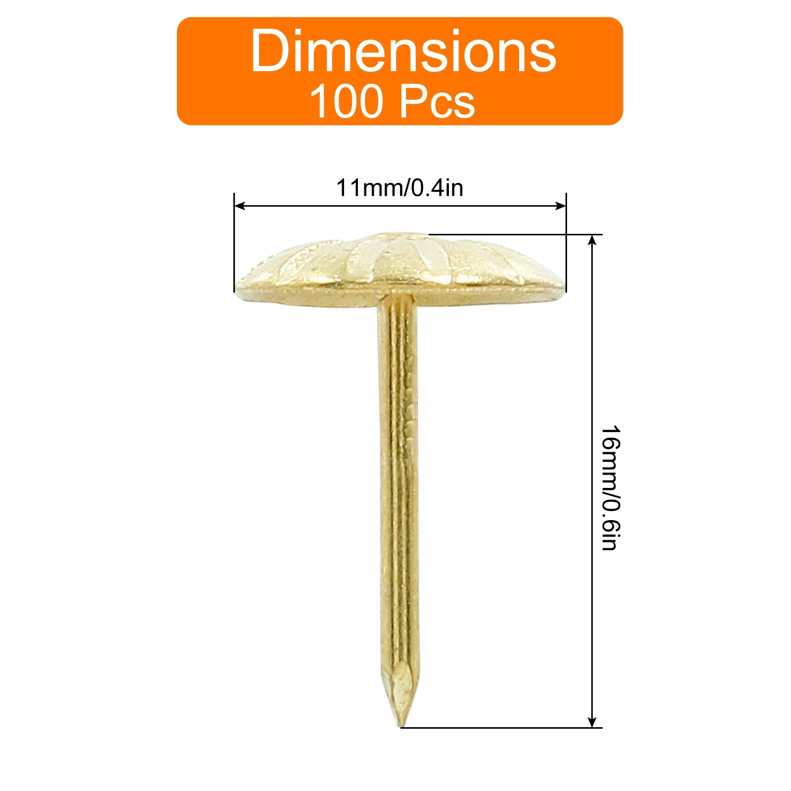 100pcs Brass Upholstery Tacks Decorative Nails Daisy Studs for Furniture