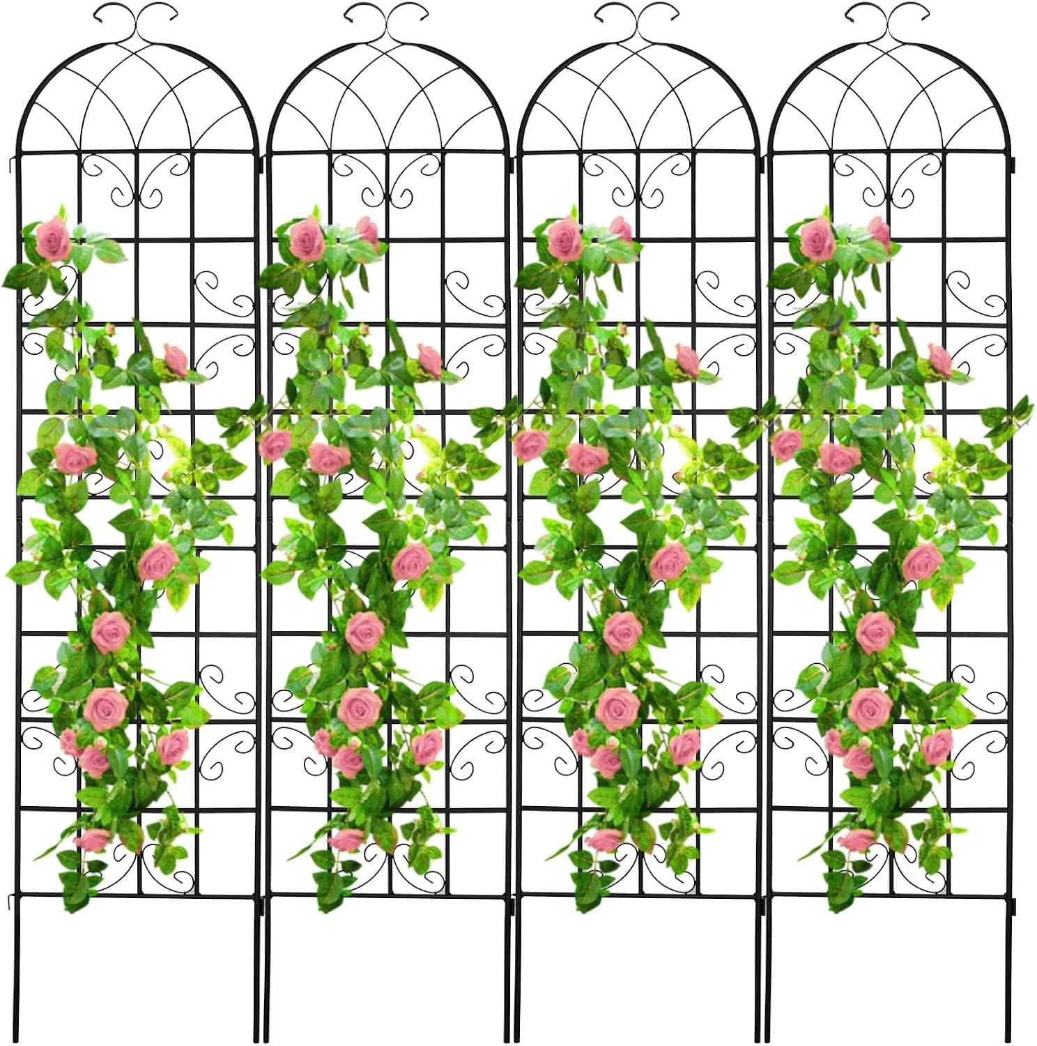 4 Pack 87"x 20" Metal Garden Trellis Wire Lattice Grid Panel for Climbing Plants