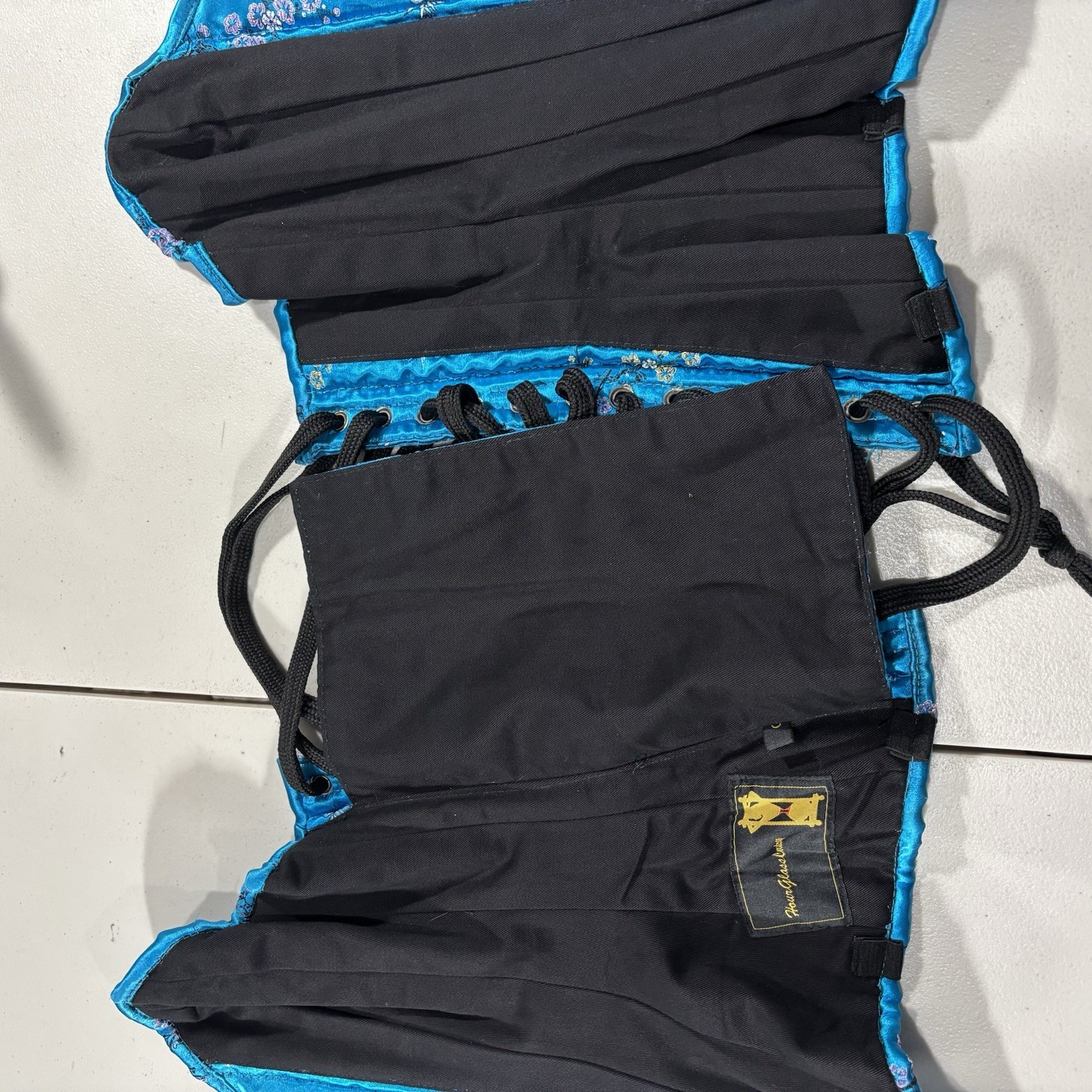 HourGlass Corsetry Corset Women's Small Satin Floral Aqua Blue Sexy Lingerie