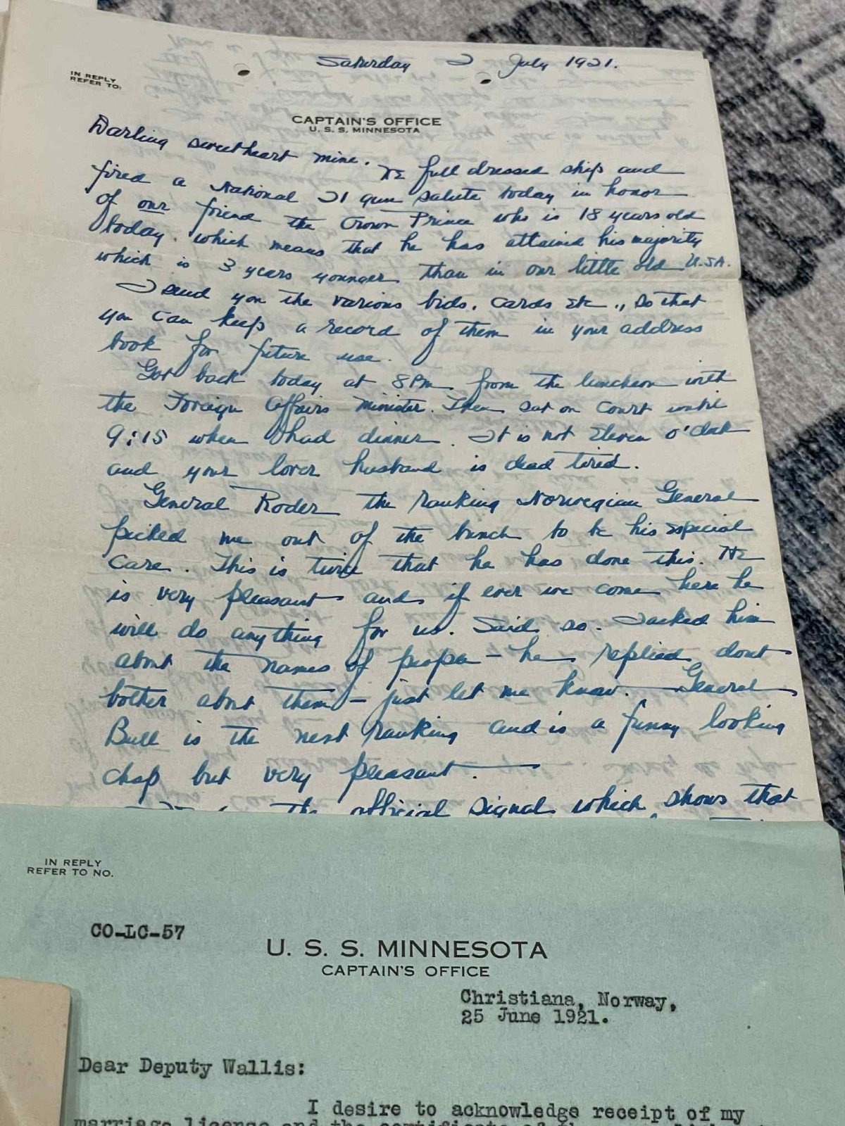 WW1 WWI / WW2 WWII US Navy USN USS Minnesota USS Triangulum Grouping Col. Stone