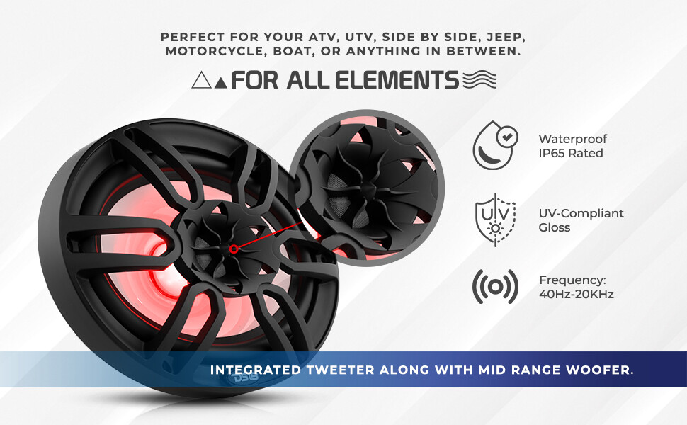 DS18 NXL-69/BK HYDRO 6X9" 2-Way Marine Speakers with RGB 375W Max 4-Ohm