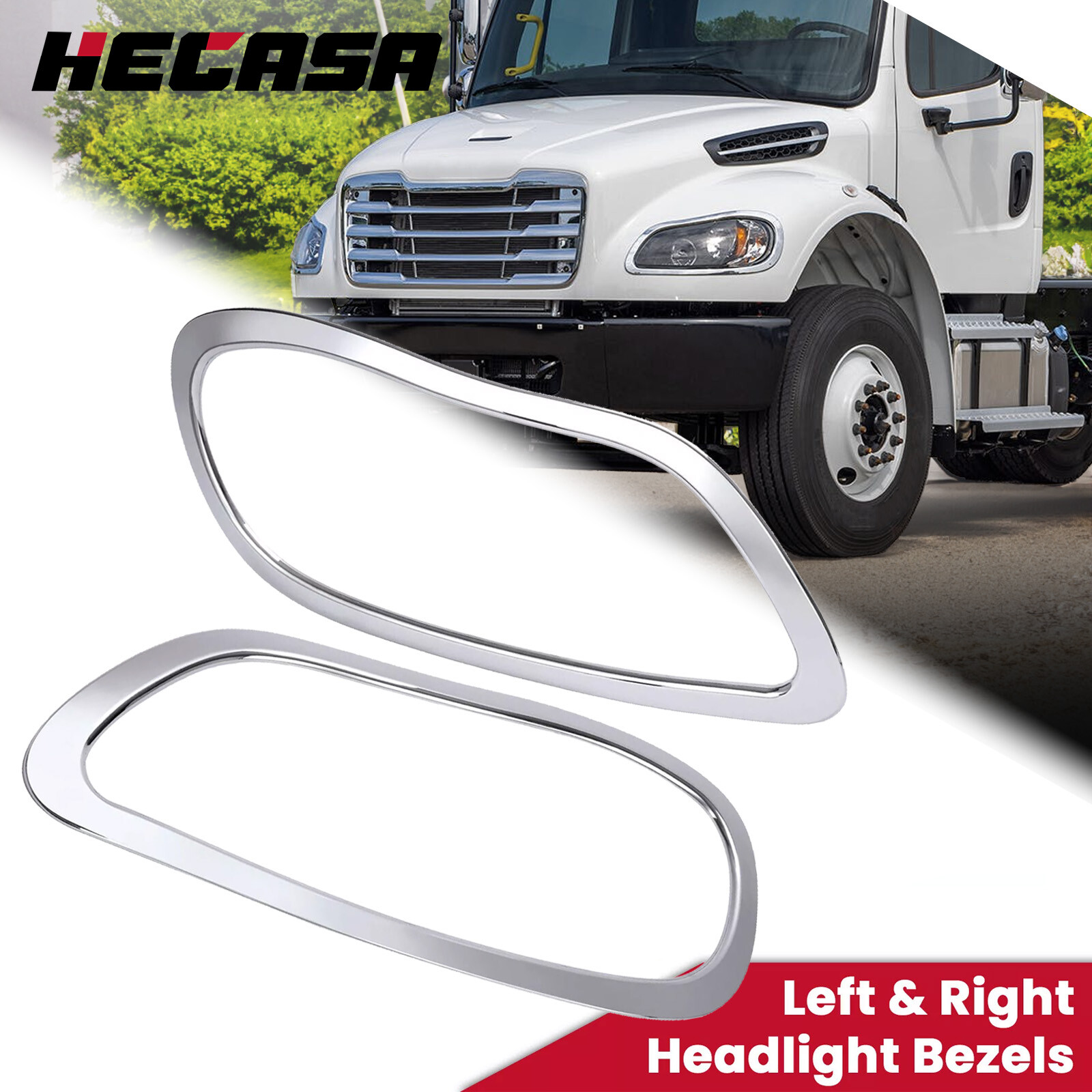 New Headlight Bezels Trims Chrome For Freightliner M2 Business Class 2002-2018