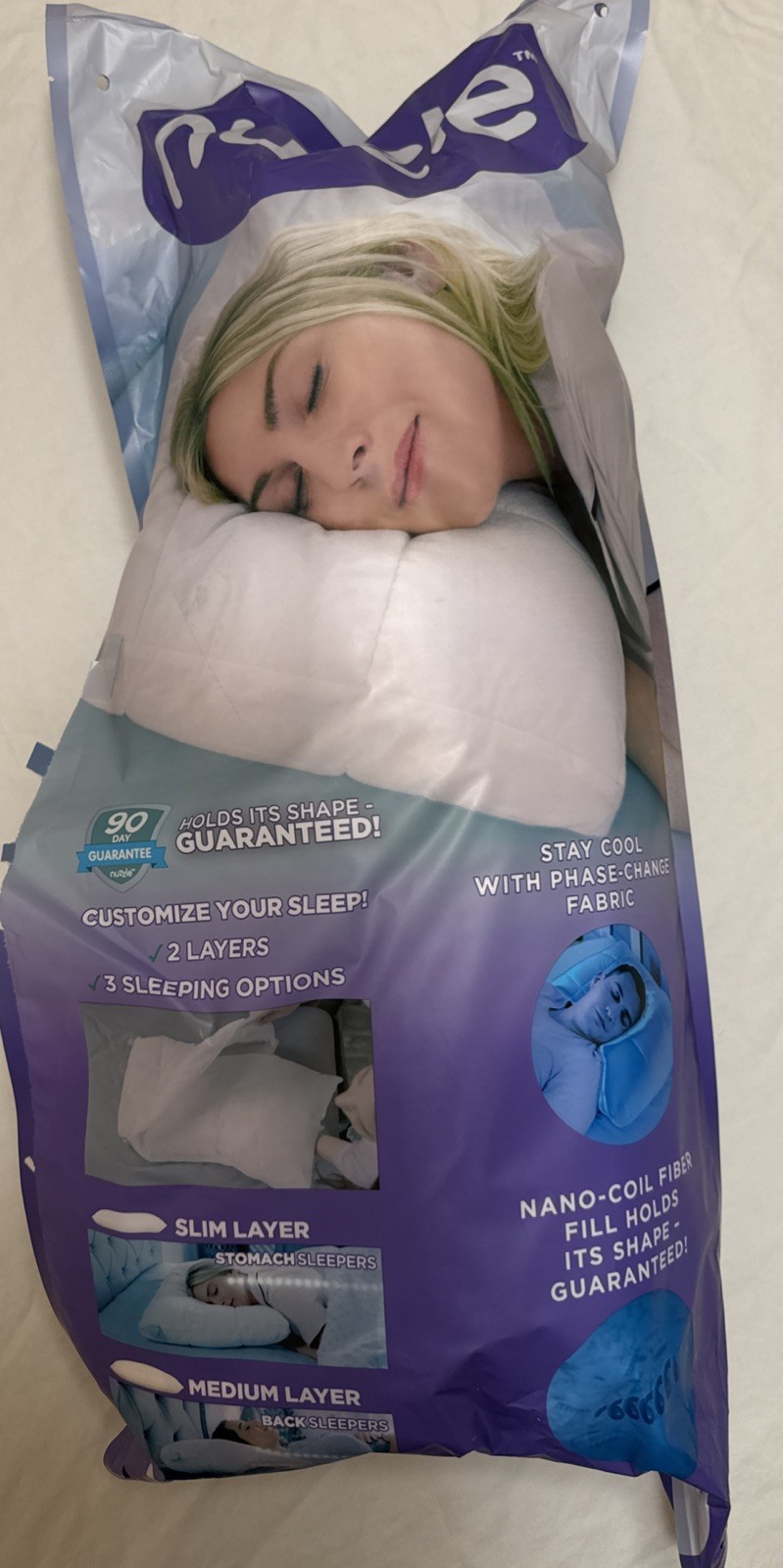 Nuzzle Standard Bed Pillow Stay Cool Customize Sleep Comfort Support New
