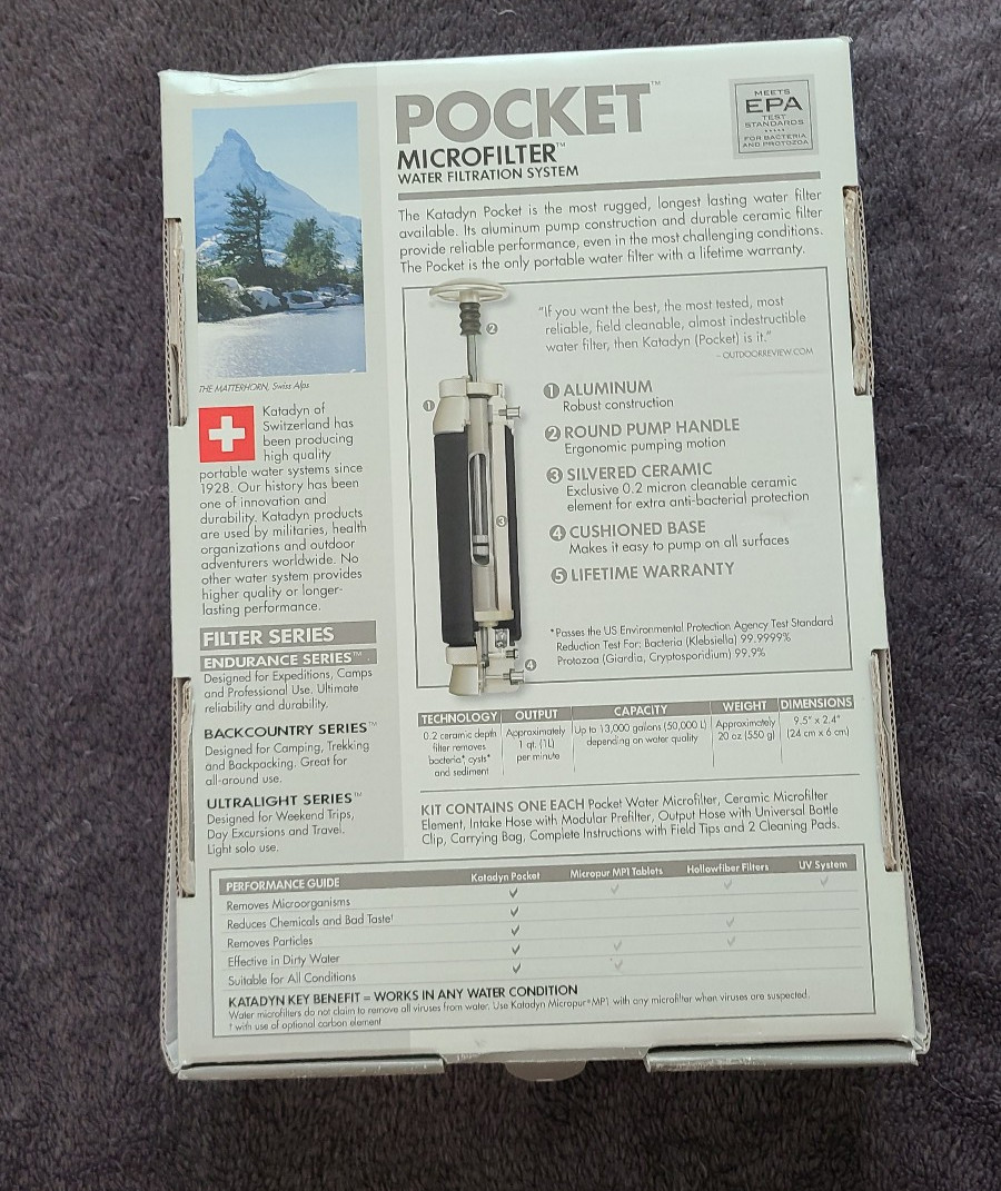 New KATADYN POCKET water Filtration System