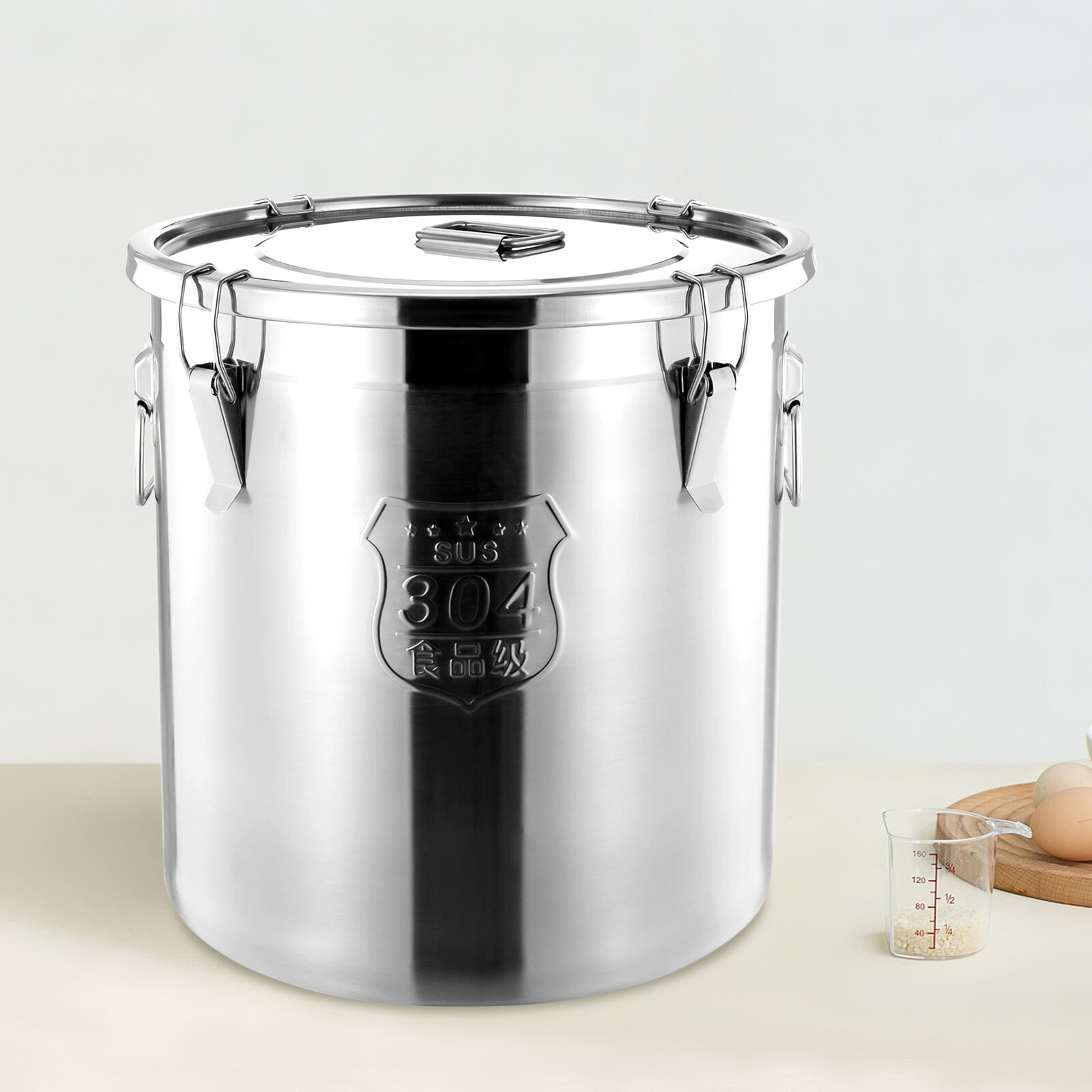 48L Stainless Steel Airtight Container Rice Cereal Grain Container Storage Box