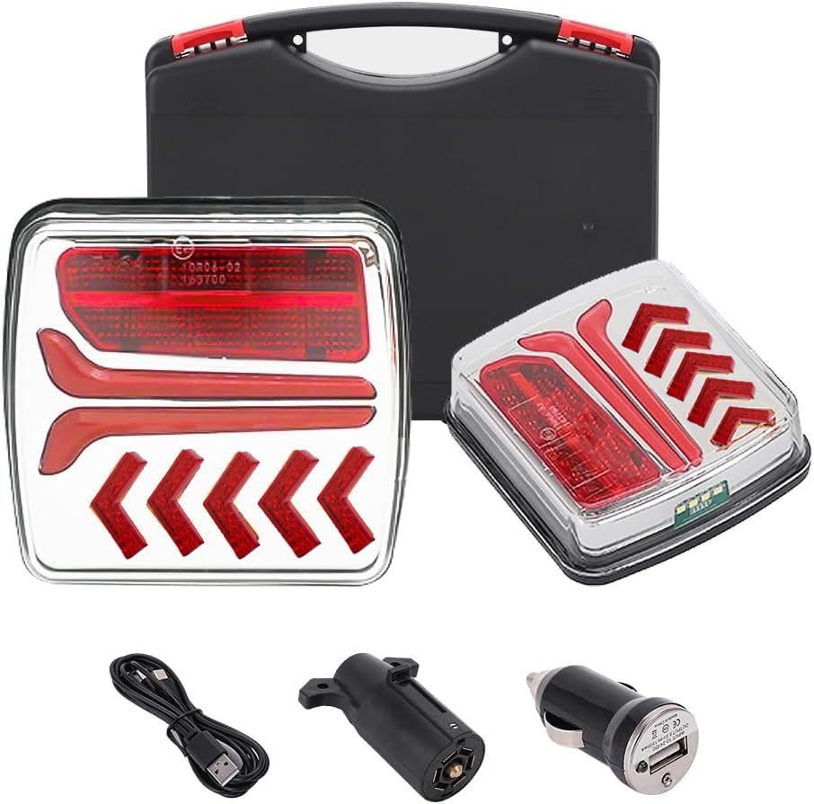 Wireless Trailer Lights Magnetic Rechargeable Tow Light LED Kit for Trailer RV