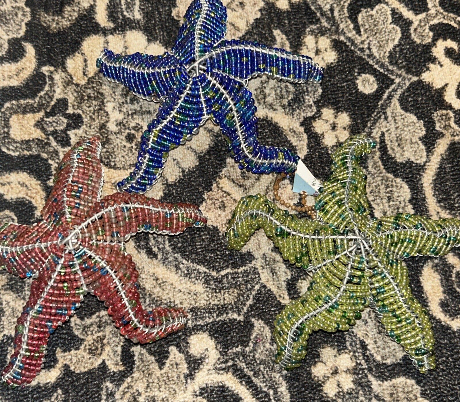 3 Vintage Grass Roots Beadworx -  5” Beaded Starfish-Excellent Condition