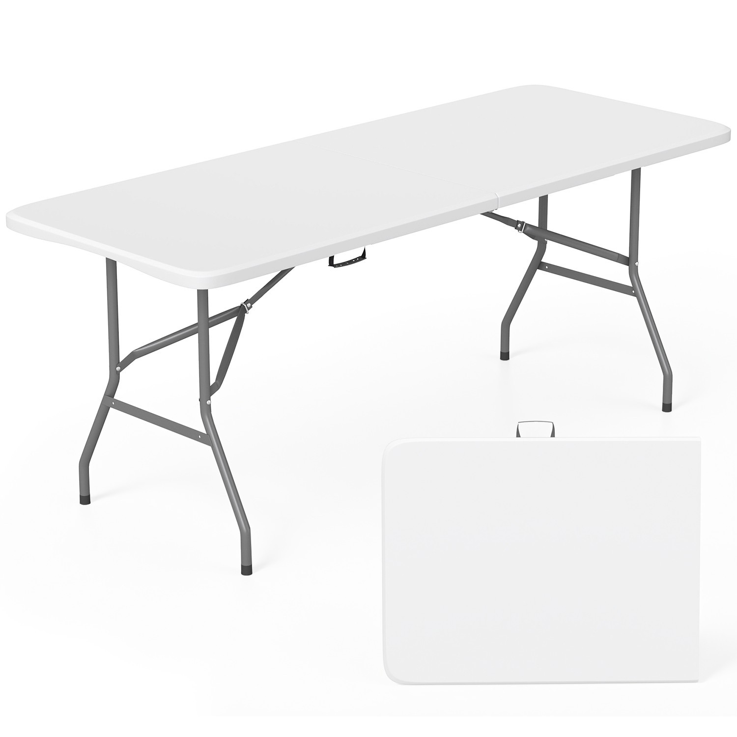 6 FT Picnic Table, Portable Plastic Folding Table with Carrying Handle Perfect