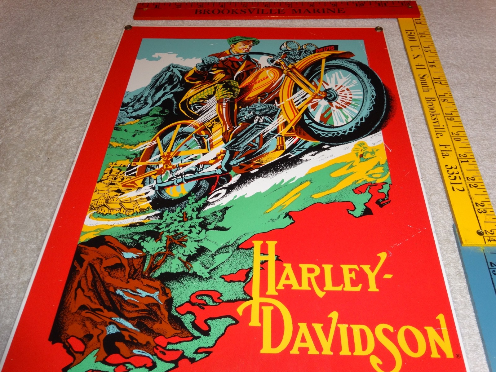 VINTAGE HARLEY DAVIDSON 1929 DL VL MOTORCYCLE 16" X 11" PORCELAIN METAL SIGN
