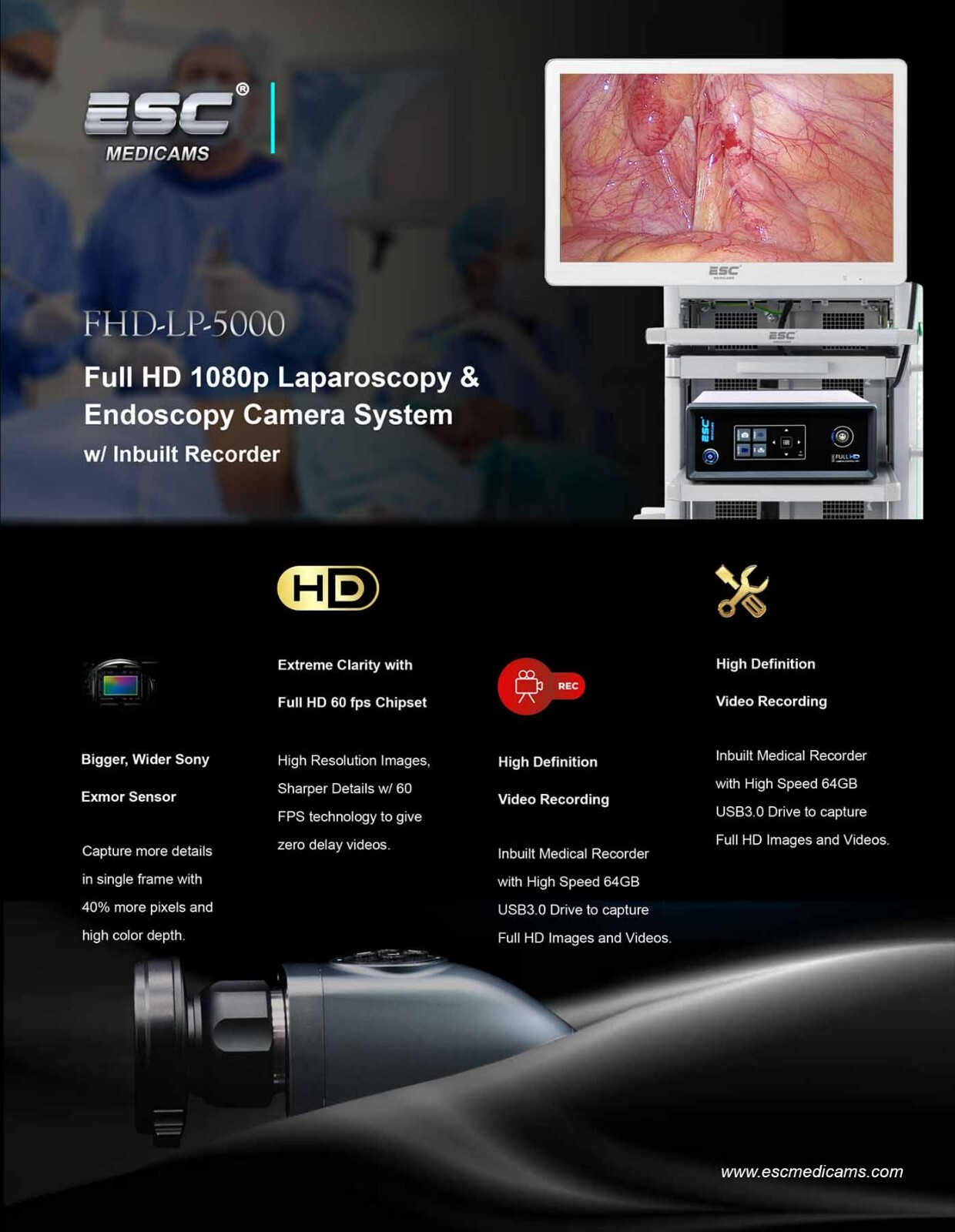 Full HD Endoscopy Laparoscopic Camera for Storz Stryker Medical Rigid Endoscope