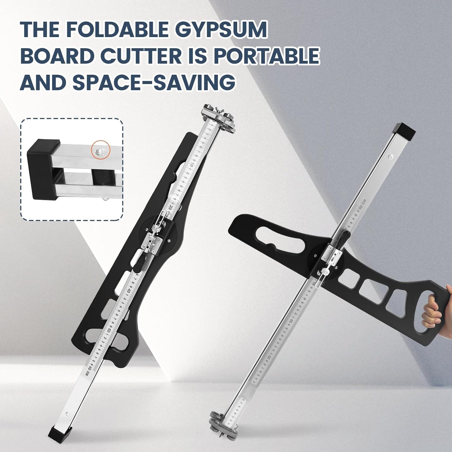 Foldable Drywall Cutting Tool, Hand Push Gypsum Drywall Cutter, 1.5 to 61cm B