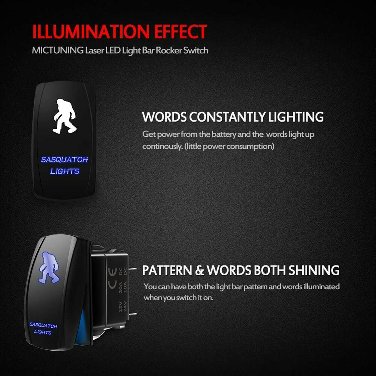 5Pin Blue Light Control Rocker Toggle Switch For ATV UTV ARB Carling Truck Boat