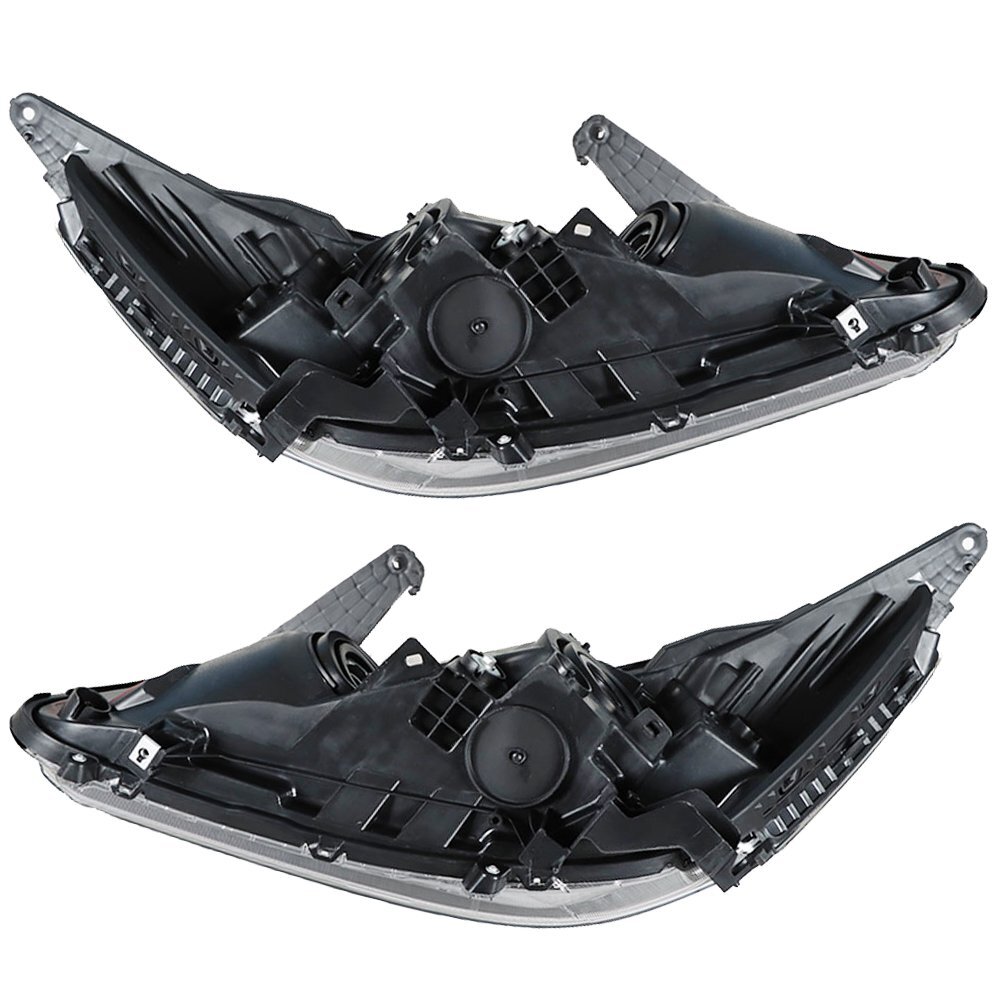 Front Pair For 2013-2015 Honda Accord Sedan Headlights Black Right+Left Halogen