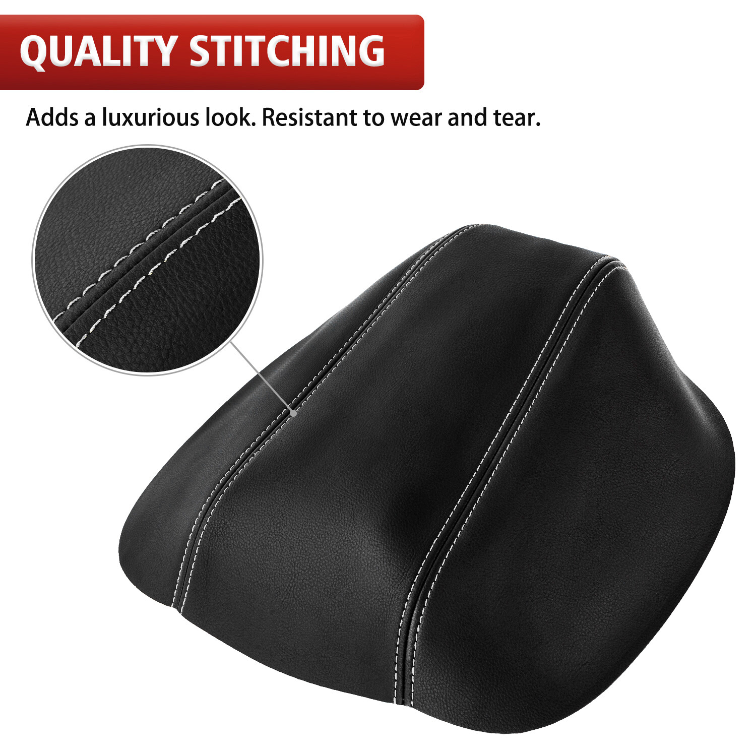 Fit 2016-2023 Nissan Maxima Center Console Lid Armrest Leather Cover Gray Stitch