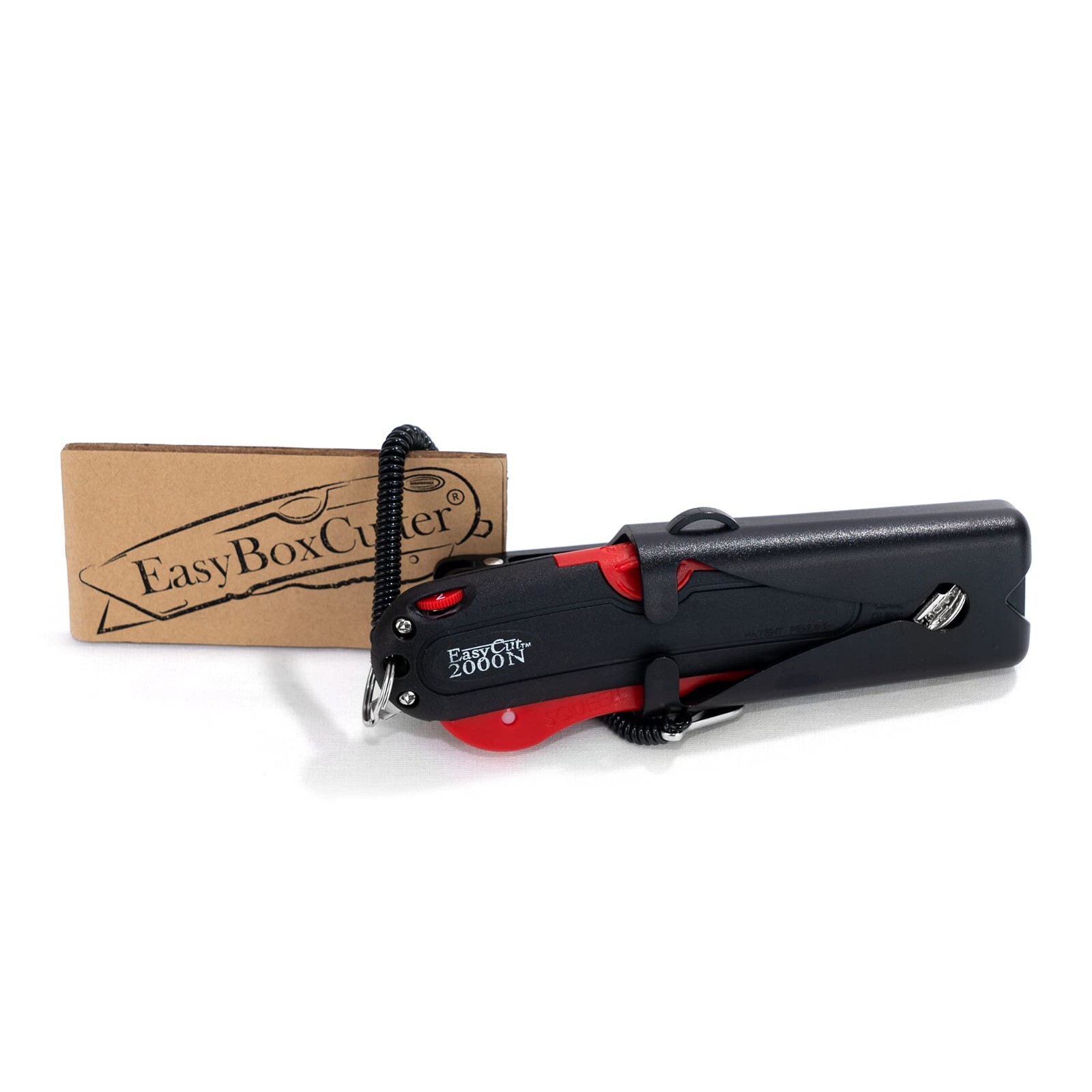 Easy Cut 2000N RED Safety Box Cutter Knife with Holster (Pack of 2 Cutters)