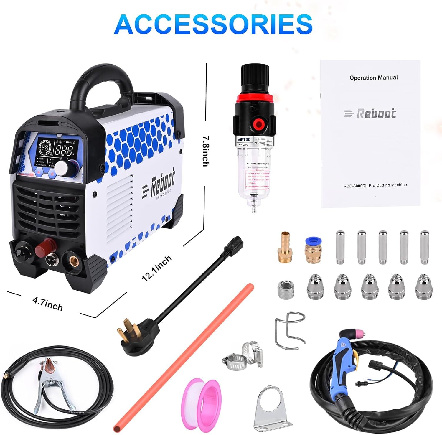 Reboot Plasma Cutter RBC6000DL PRO, 60 Amp Non Touch Pilot Arc Plasma Cutter