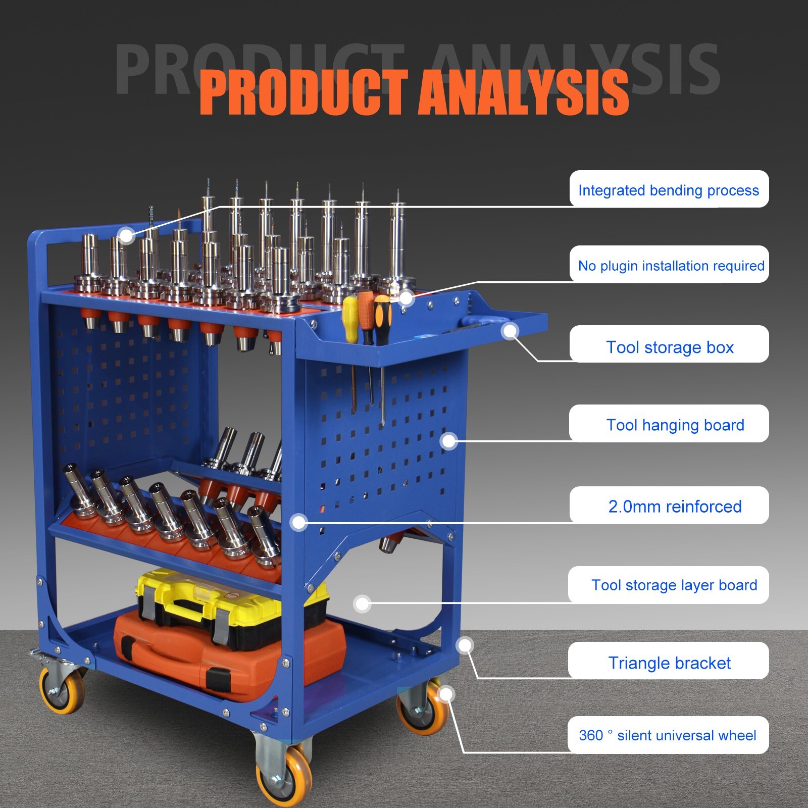 CNC Tool Rack Tool Organizer Tool Cart CNC Machine Tool Holder (CAT50 25 Capacit