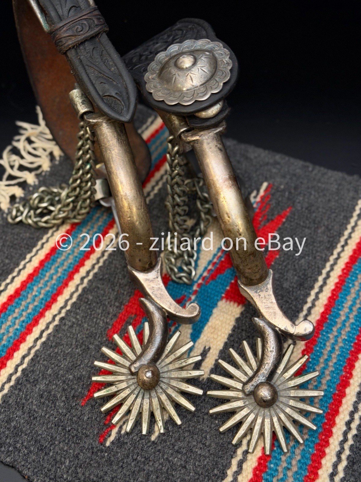 ONE OF A KIND California Vaquero Spurs w/ Straps & Silver Tapia Style Conchos