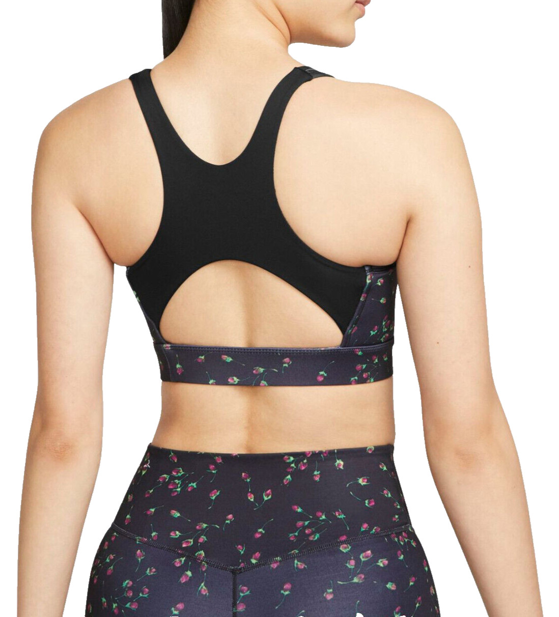 NEW! NIKE Women [XXL] Swoosh Icon Yoga DRI-FIT Sports Bra-Black/Print DM0639-010