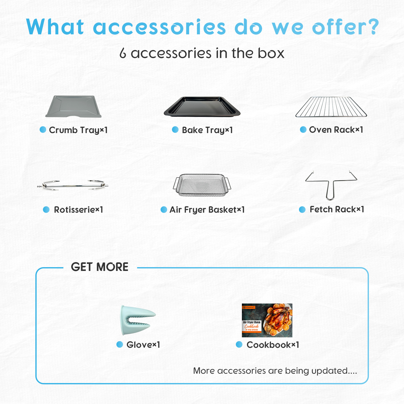 HYSapientia 26QT Stainless Steel Air Fryer Oven With Rotisserie 1800W Mini Oven