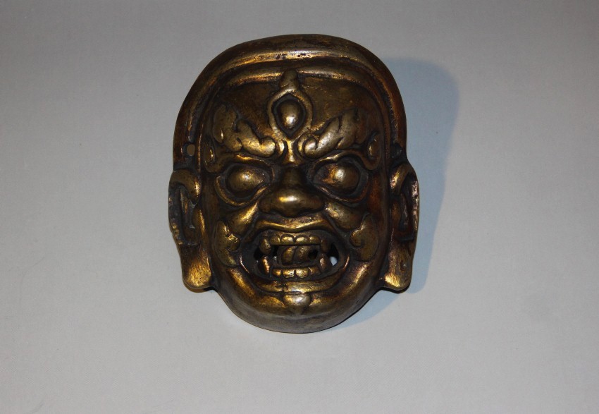 Real Nice Tibet Tibetan Vintage Old Buddhist Alloy Copper Mahakala Offering Mask