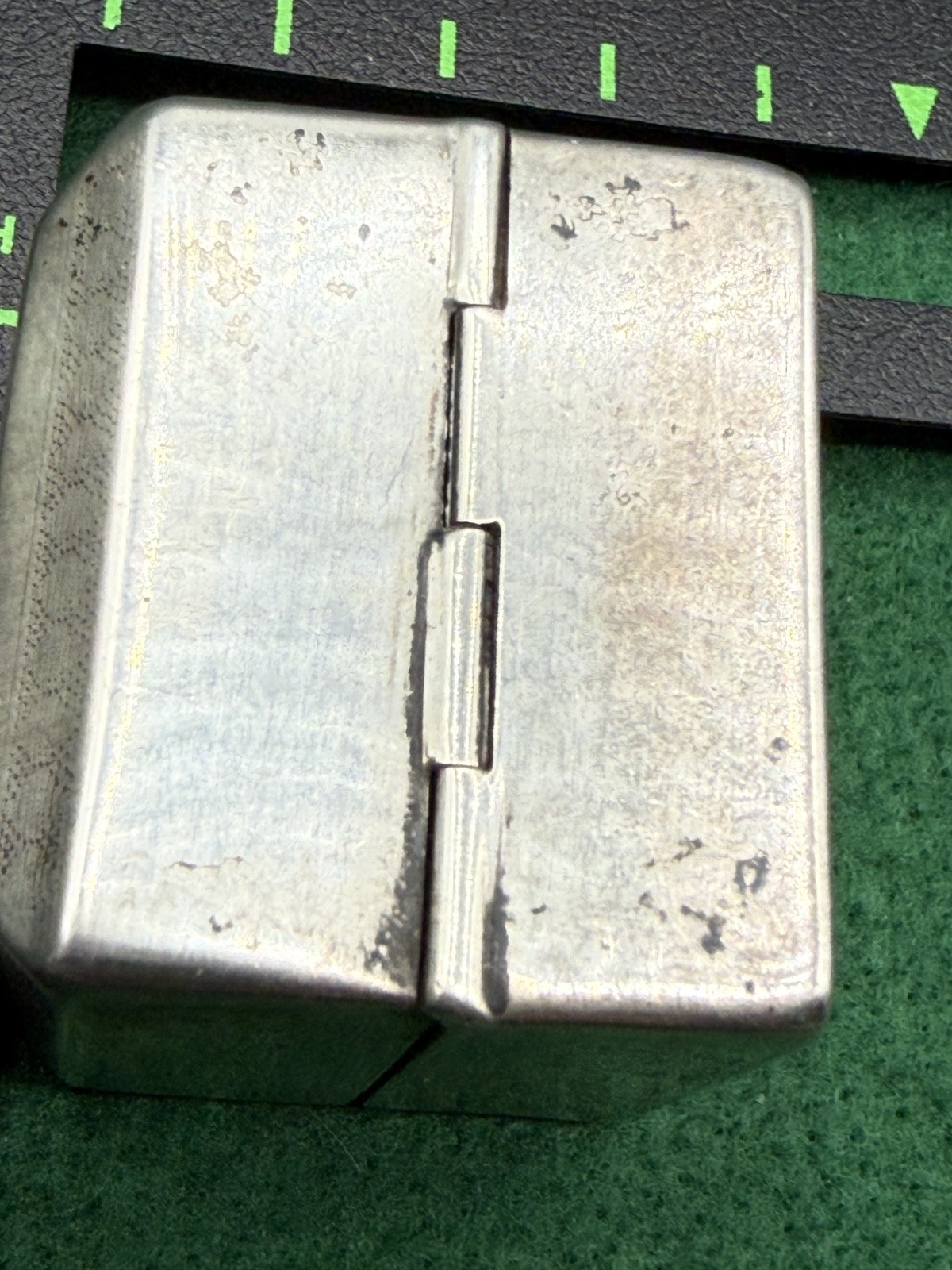 VINTAGE STERLING RING BOX HAS A MONOGRAM SCUFF RECESSED BOTTOM