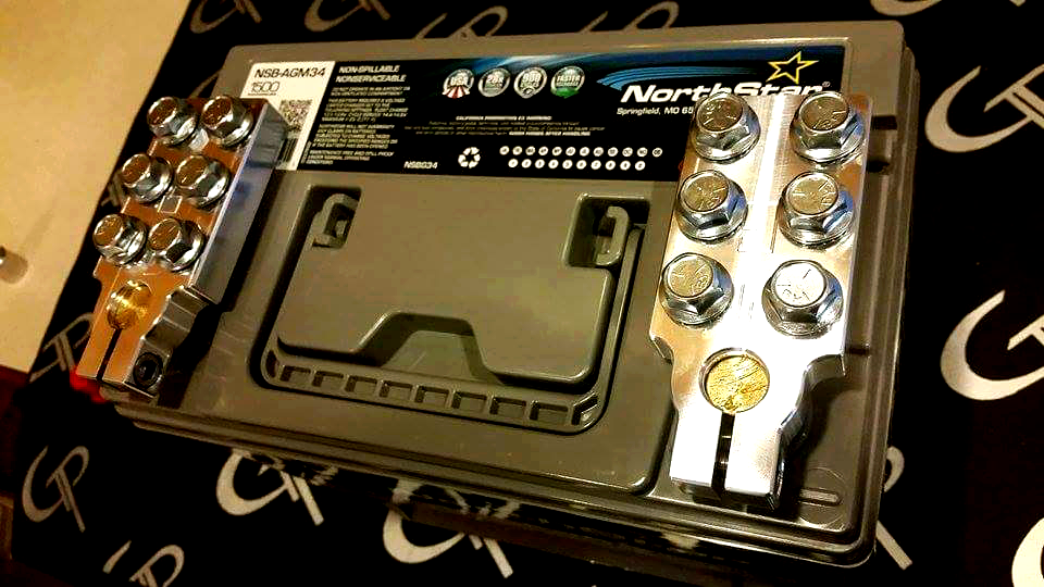 SAE 6 SPOT BATTERY TERMINALS GP CAR AUDIO LUGS TOP POST HEAVY DUTY 1/0 4 2/0